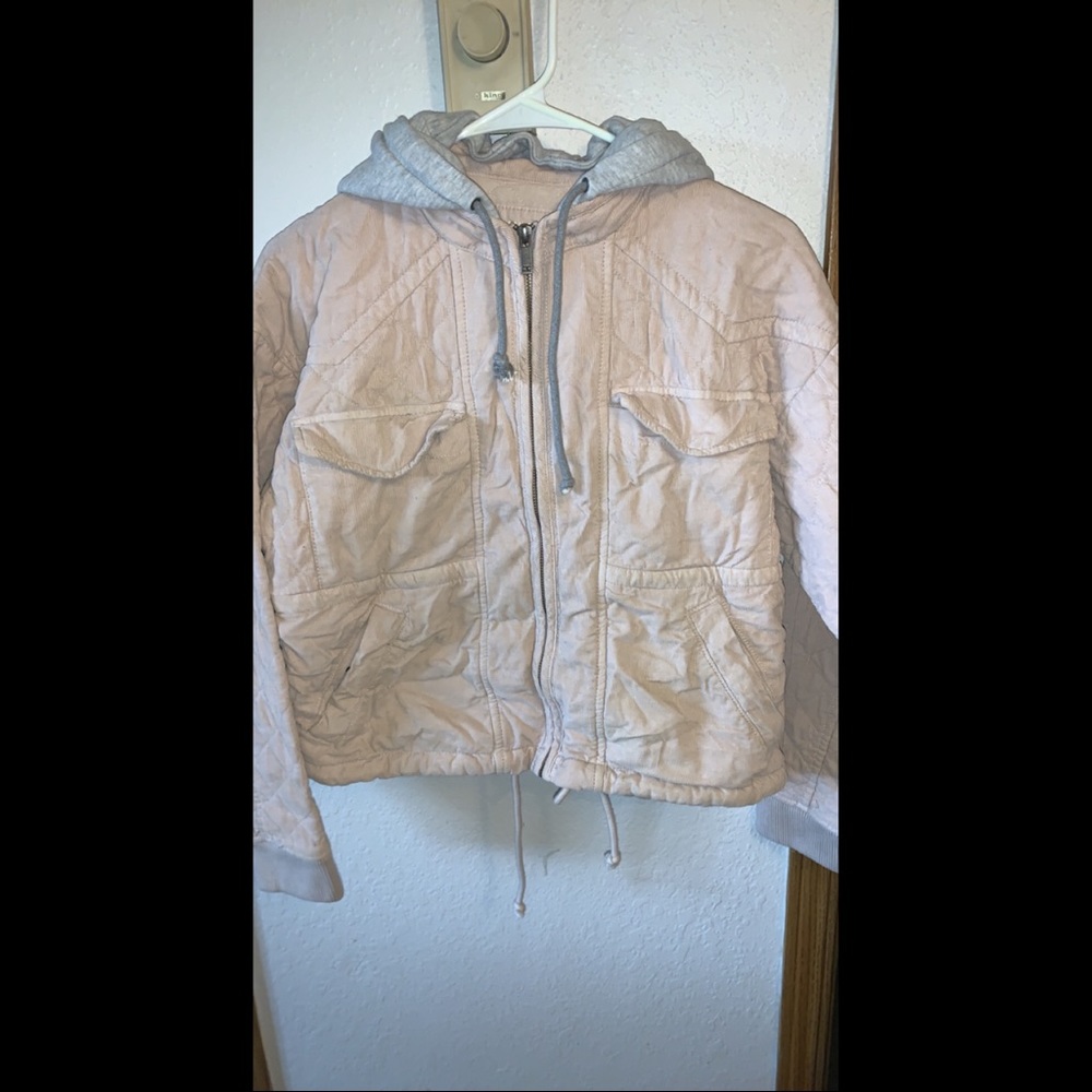 American Eagle corduroy light pink bomber